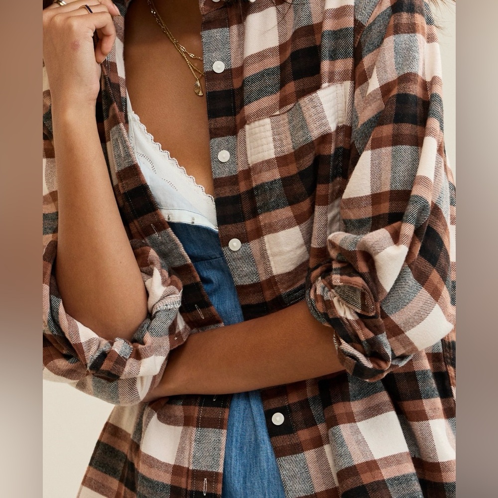 ⭐️NWOT⭐️ Aerie Anytime Fave Flannel Button Down Shirt - Picture 3 of 8